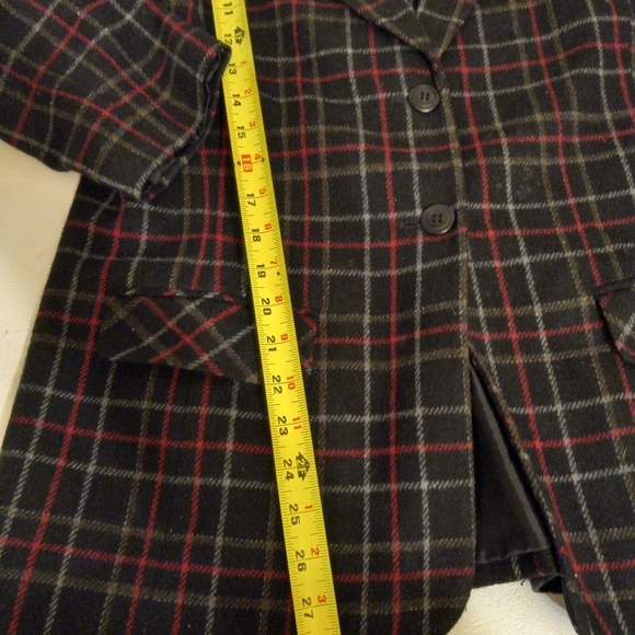 SAG Harbor Wool Blend Blazer Jacket Plaid Black Size 12/40 - Picture 9 of 10